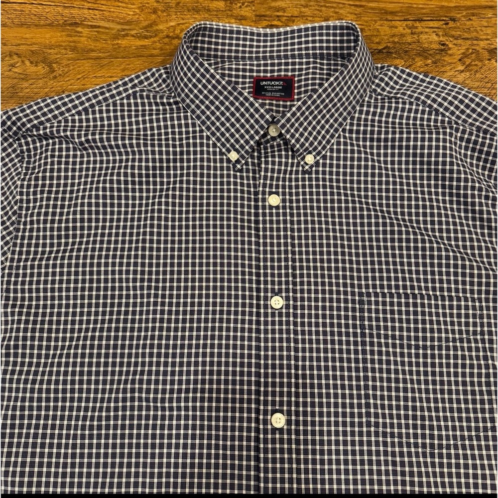 UNTUCKit Blue Check Regular Casual Dress Long Sleeve Button Down Shirt Men's 3XL